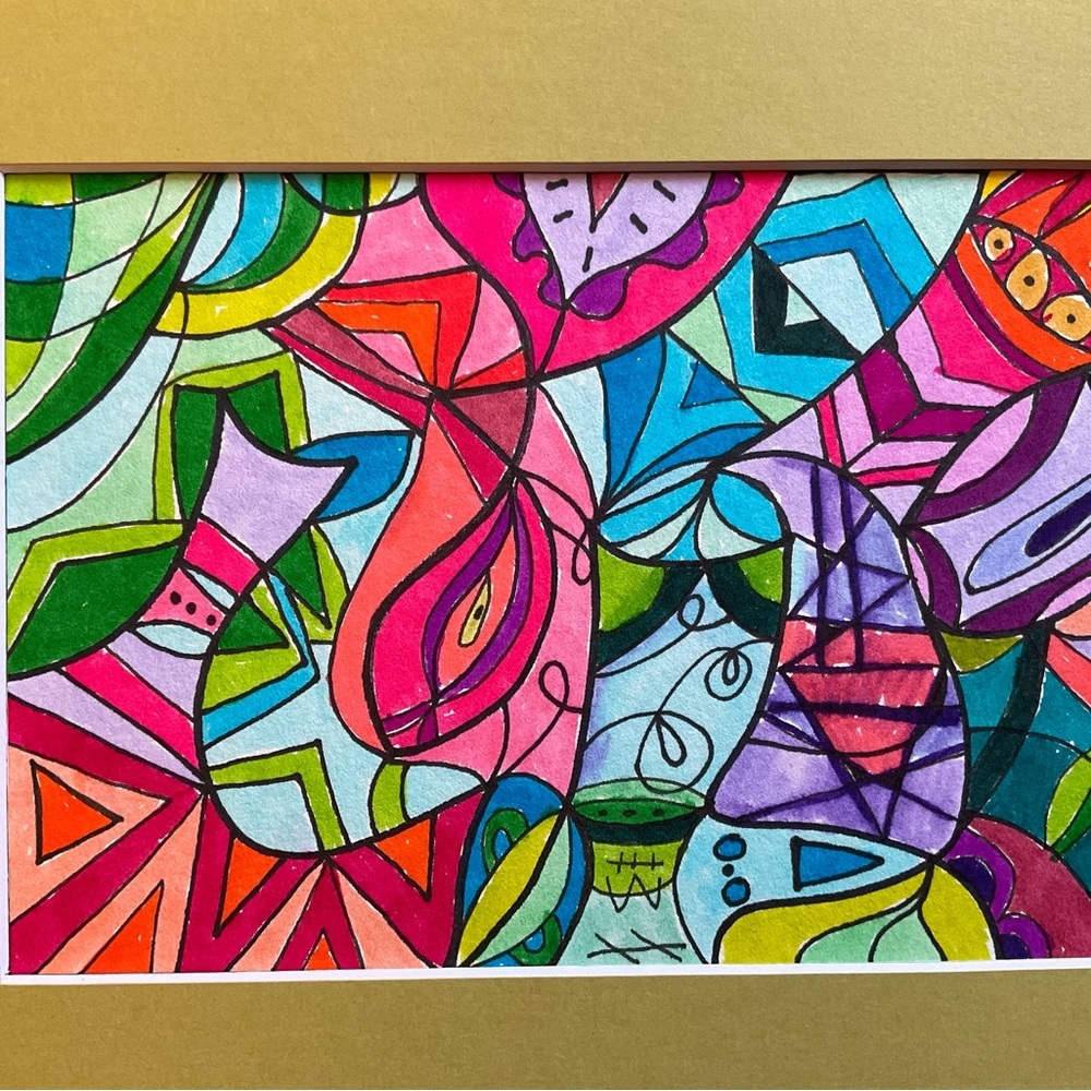 Original Intuitive Abstract Drawing with mat - Picture 3 of 3